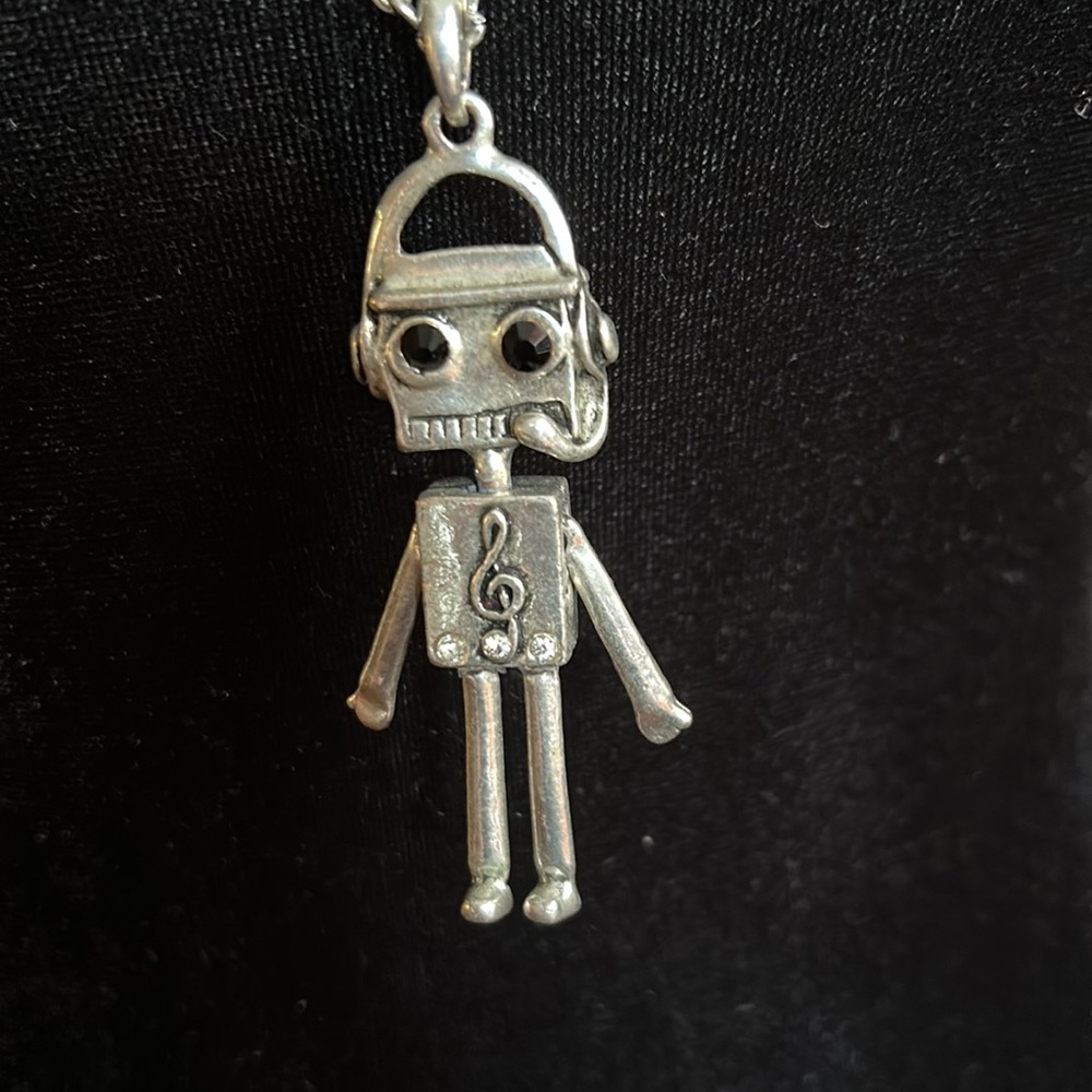 Early AI! Articulated Robot Music Man Art Necklace - Picture 3 of 4